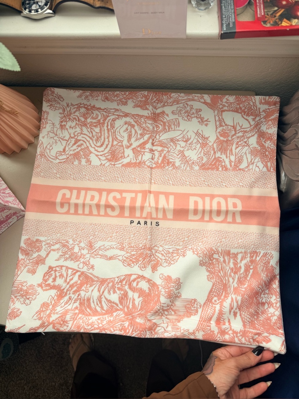 New CD Pink Toile decorative pillow cover